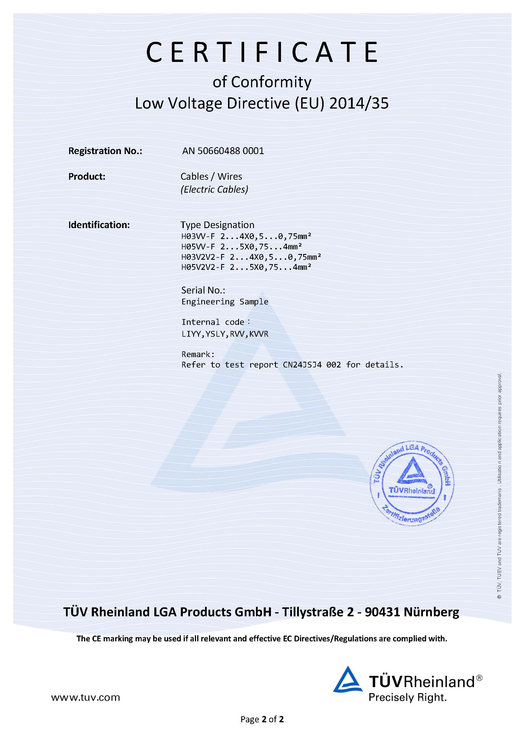 歐標(biāo)TUV護套線
